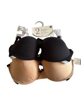 Cato Plus Size 42C 2-Pack Bras In Nude & Black With Adjustable Straps